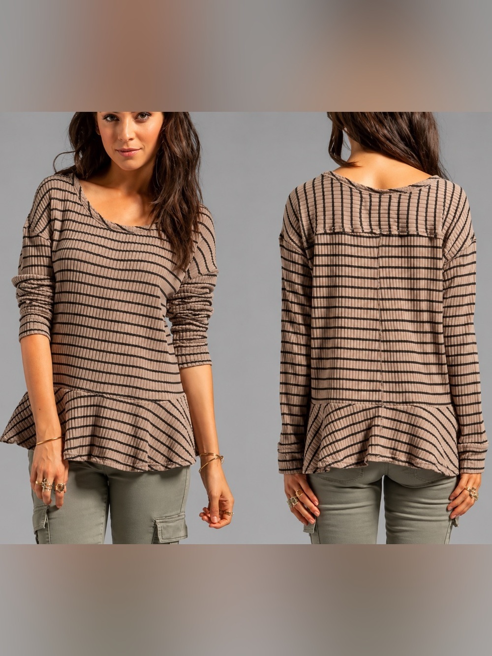 We the Free Auntie ‘Em waffle knit peplum top, small